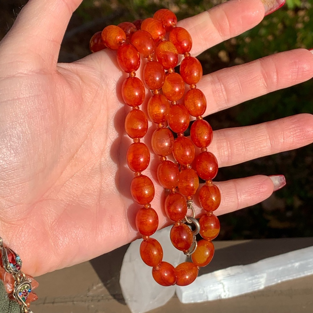 Bright orange bead necklace